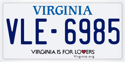VA license plate VLE6985