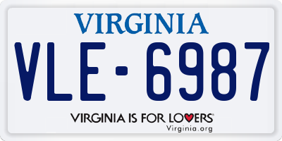 VA license plate VLE6987