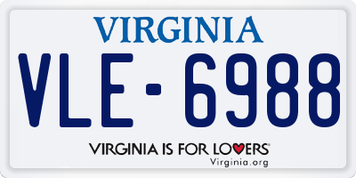 VA license plate VLE6988