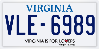VA license plate VLE6989