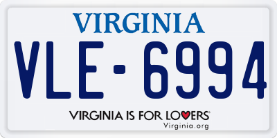 VA license plate VLE6994