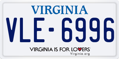 VA license plate VLE6996