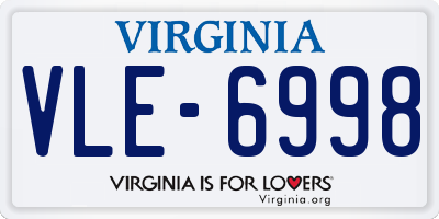 VA license plate VLE6998