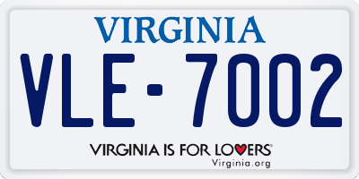 VA license plate VLE7002