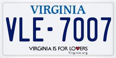 VA license plate VLE7007