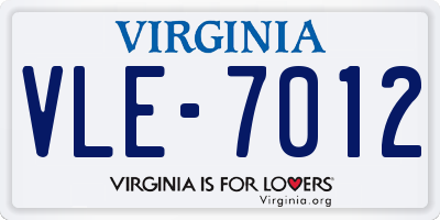VA license plate VLE7012