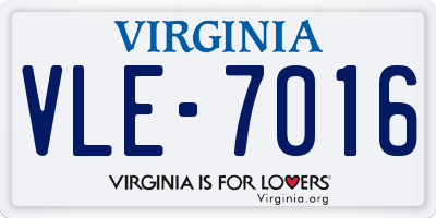 VA license plate VLE7016