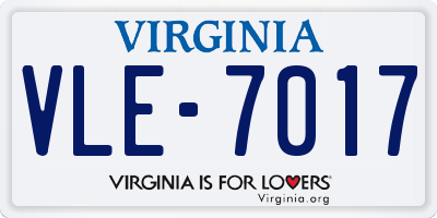 VA license plate VLE7017