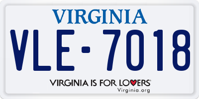 VA license plate VLE7018