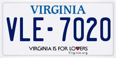 VA license plate VLE7020