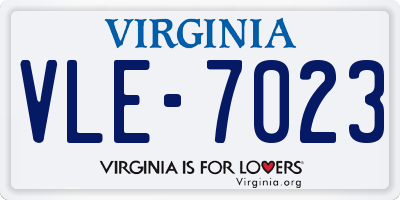 VA license plate VLE7023