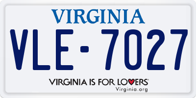 VA license plate VLE7027