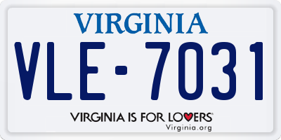 VA license plate VLE7031