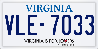 VA license plate VLE7033
