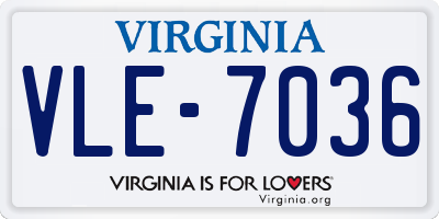 VA license plate VLE7036