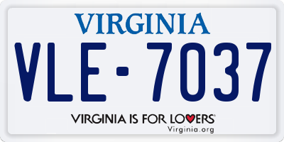 VA license plate VLE7037