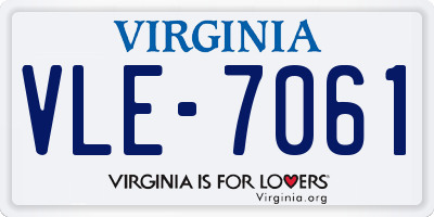 VA license plate VLE7061