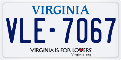 VA license plate VLE7067
