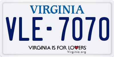 VA license plate VLE7070