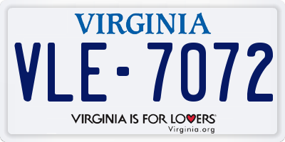 VA license plate VLE7072