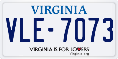 VA license plate VLE7073