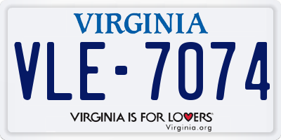 VA license plate VLE7074
