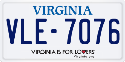 VA license plate VLE7076
