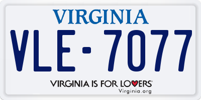 VA license plate VLE7077
