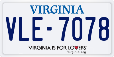 VA license plate VLE7078