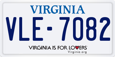VA license plate VLE7082