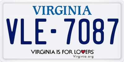 VA license plate VLE7087