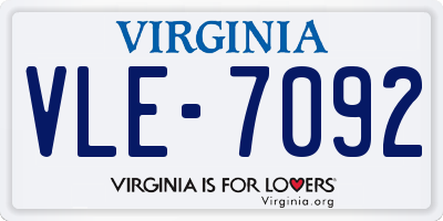 VA license plate VLE7092