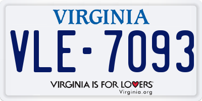 VA license plate VLE7093