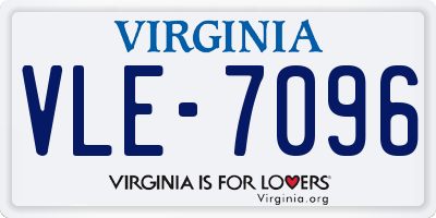 VA license plate VLE7096