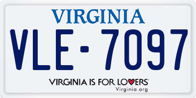 VA license plate VLE7097