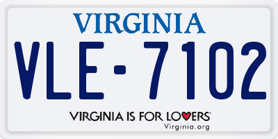 VA license plate VLE7102