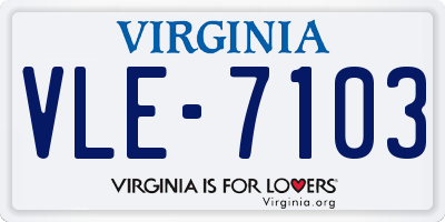 VA license plate VLE7103