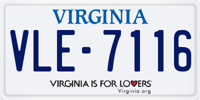 VA license plate VLE7116