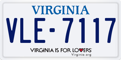 VA license plate VLE7117