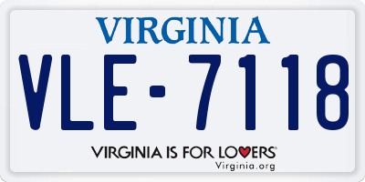 VA license plate VLE7118