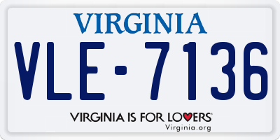 VA license plate VLE7136