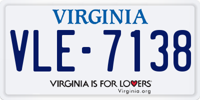 VA license plate VLE7138