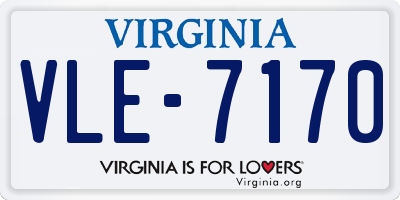 VA license plate VLE7170
