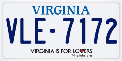 VA license plate VLE7172