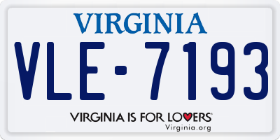 VA license plate VLE7193