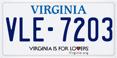 VA license plate VLE7203