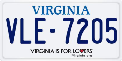 VA license plate VLE7205