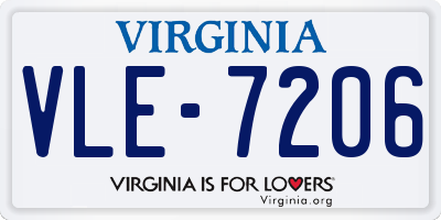 VA license plate VLE7206