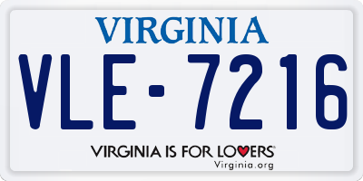 VA license plate VLE7216