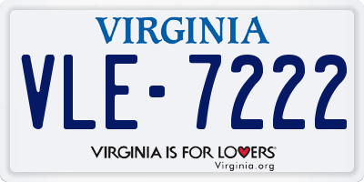 VA license plate VLE7222